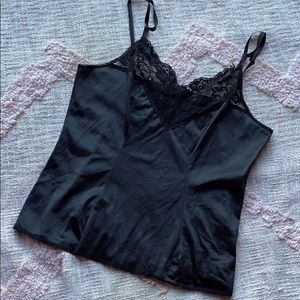 SOLD Black Silky Lace Vassarette Tank Top Camisole